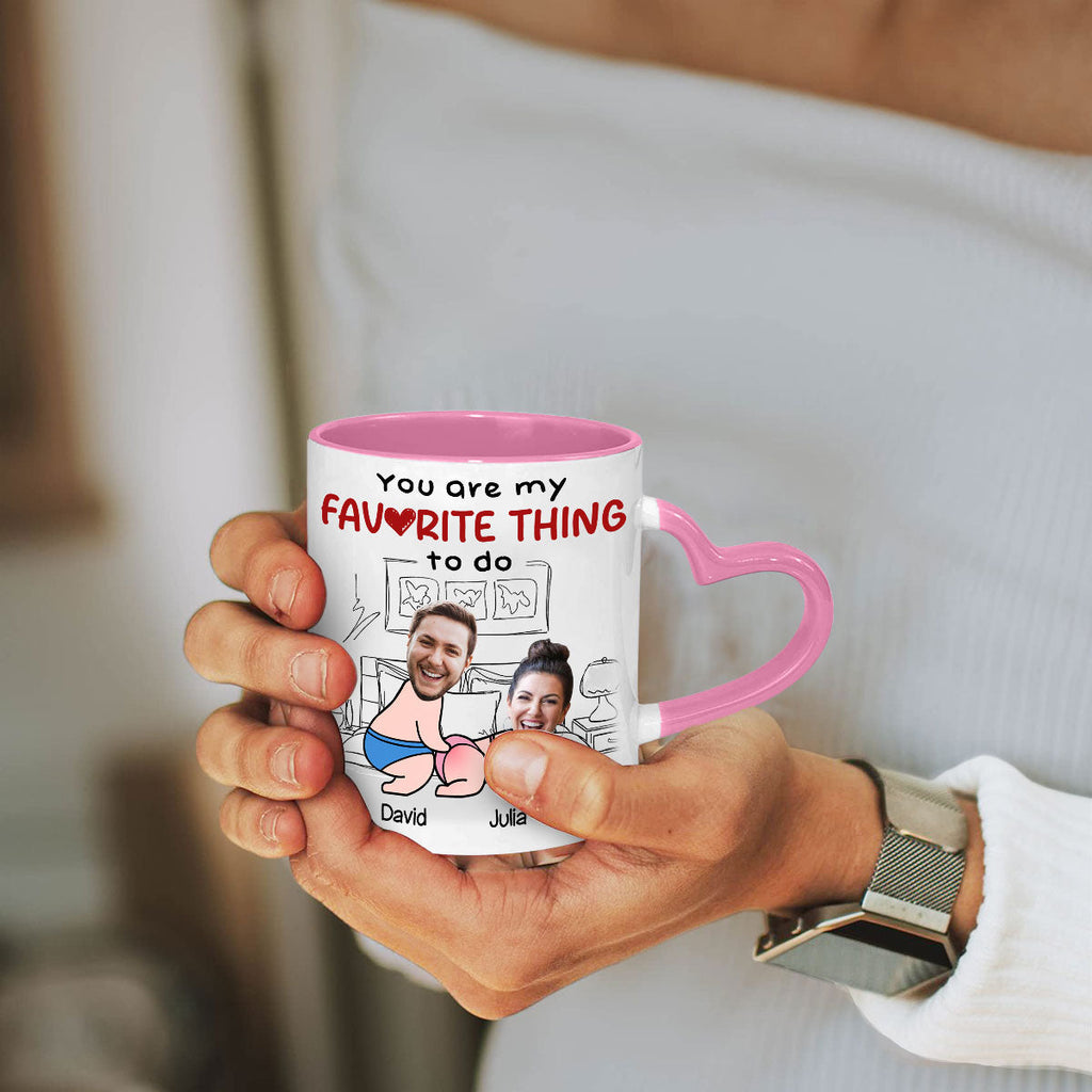 Custom Photo Anniversary Keepsake Gifts For Couple • Favorite Thing - Personalized Heart Handle Mug