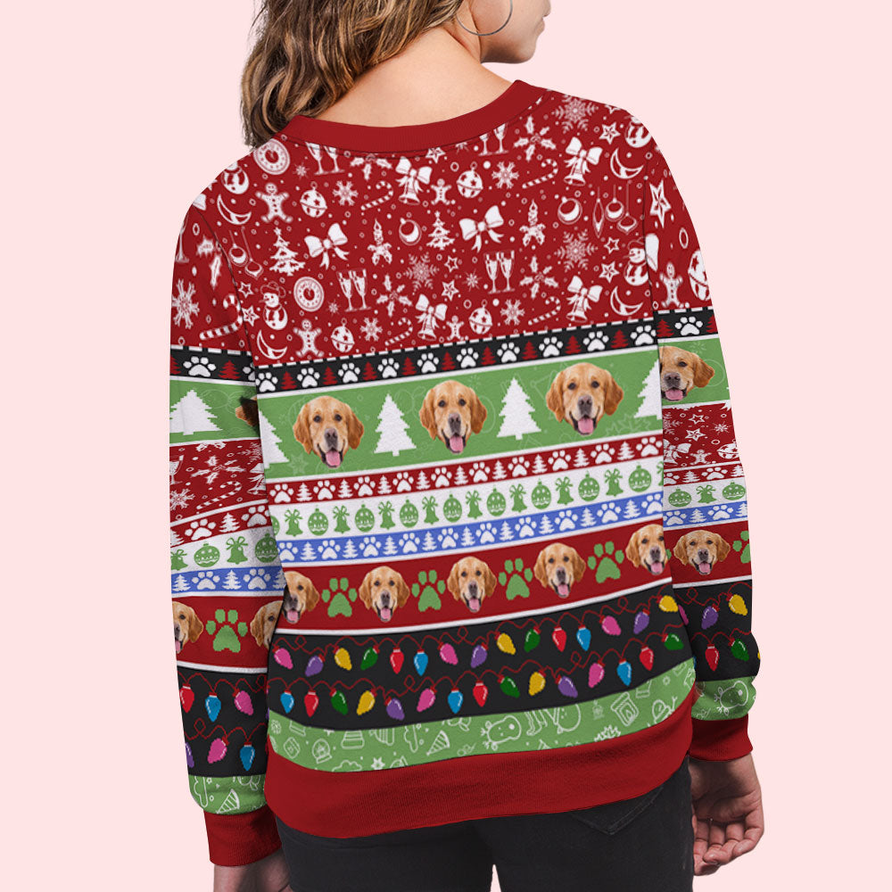 Custom Photo Christmas Sweatshirt, Holiday Birthday Gift • Facing You - Personalized All-Over-Print Sweatshirt