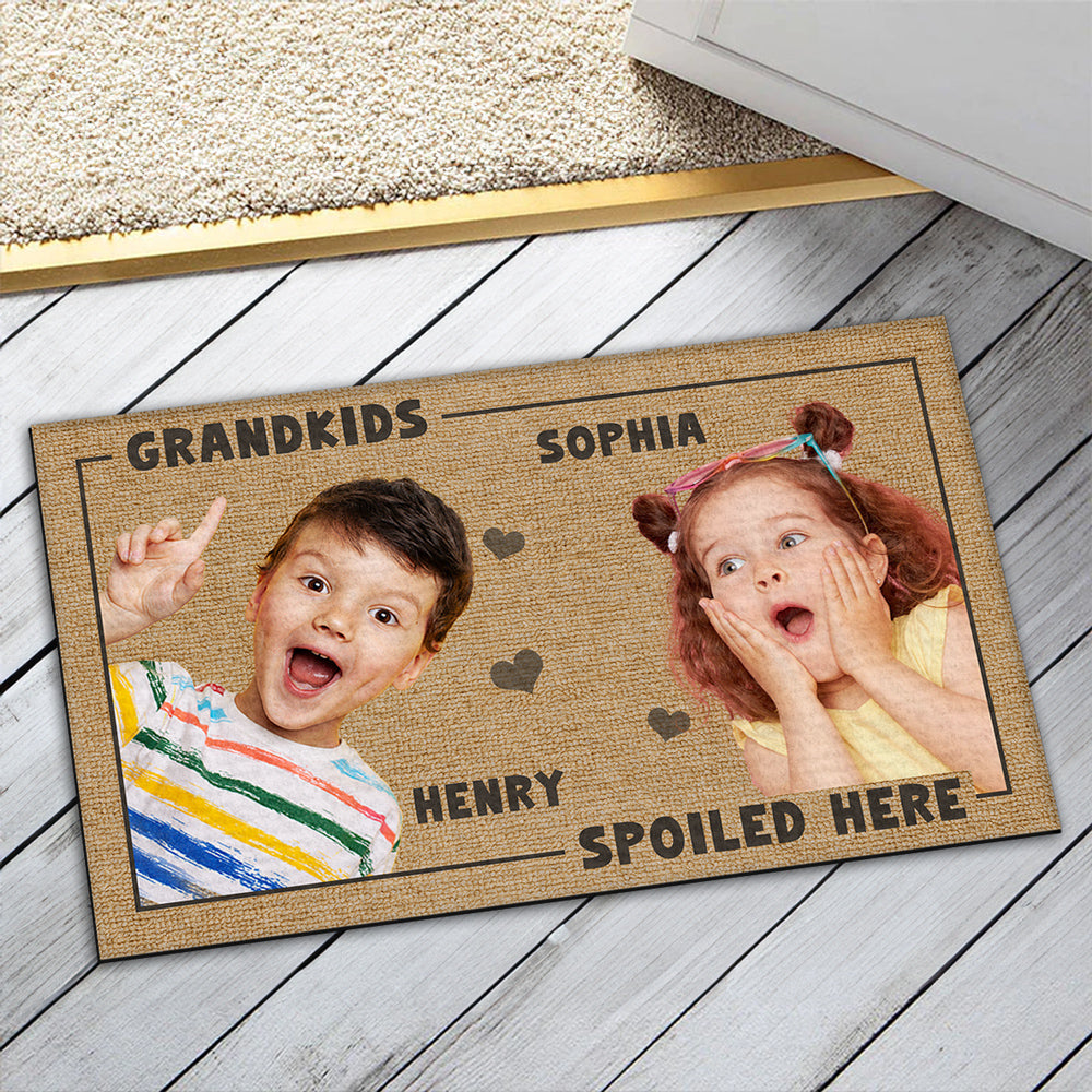 Grandkids Spoiled Here Photo - Personalized Doormat