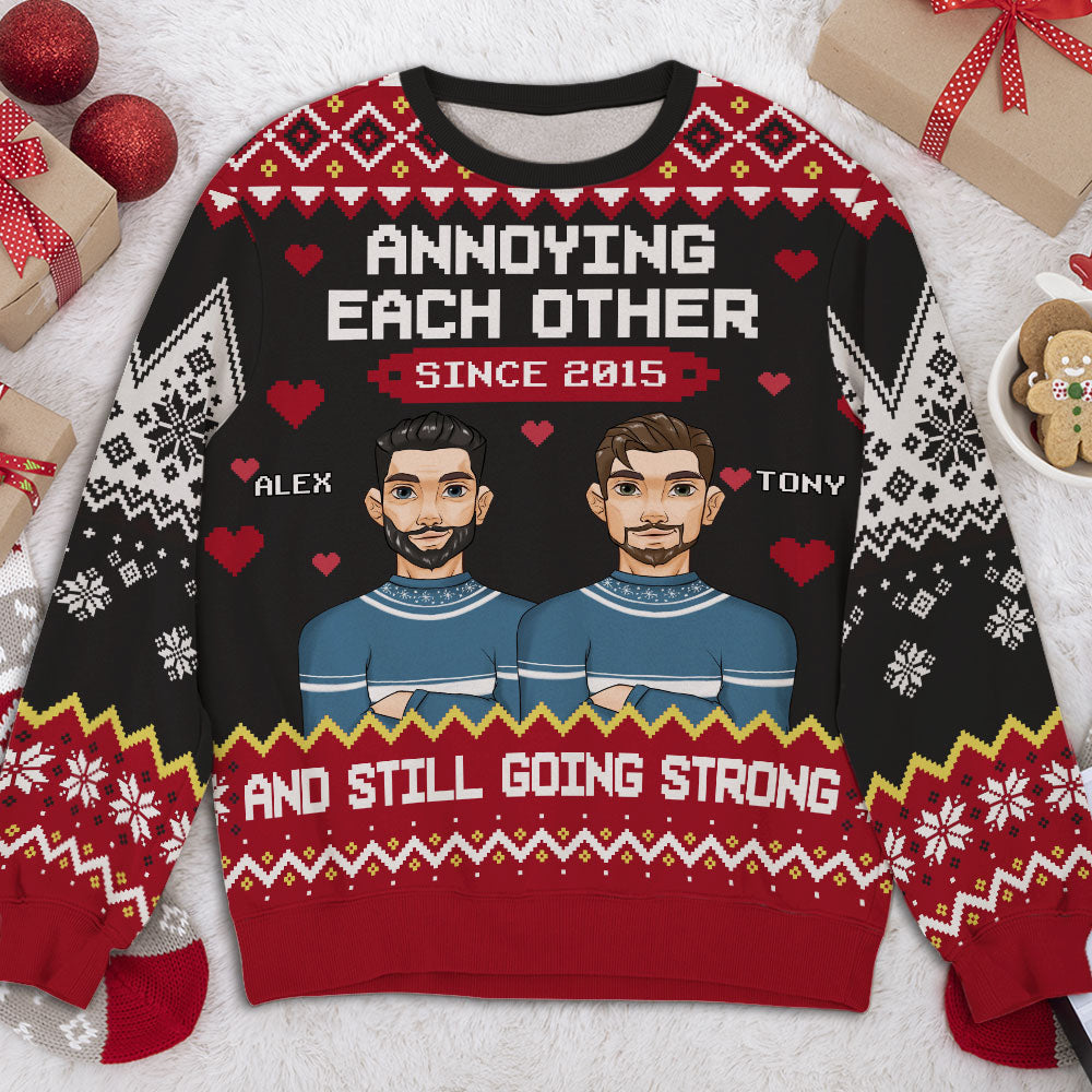Custom Couple Christmas Sweatshirt, Anniversary Gift • Since Year - Personalized All-Over-Print Sweatshirt