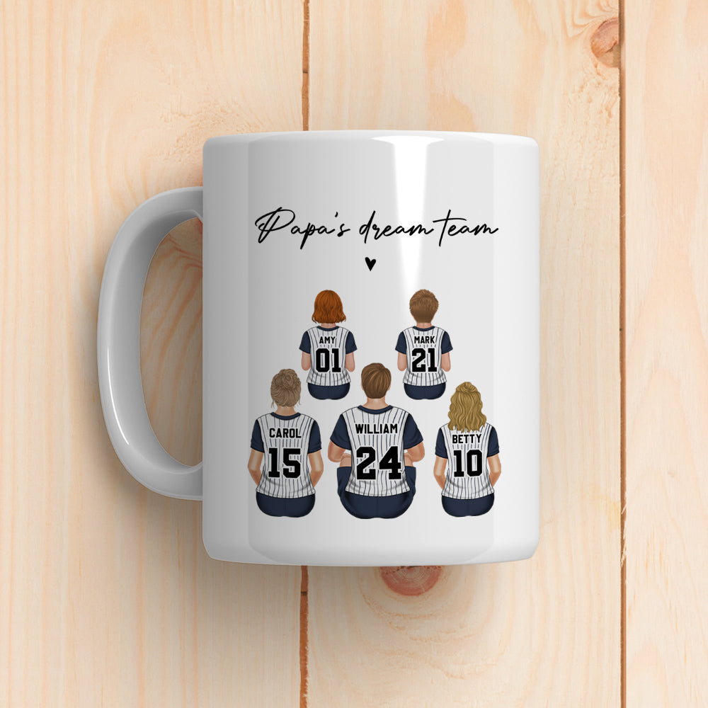 Custom Father's Day, Special Gift for Dad & Grandpa • Daddys Team Basketball Family Sitting - Personalized Coffee Mug