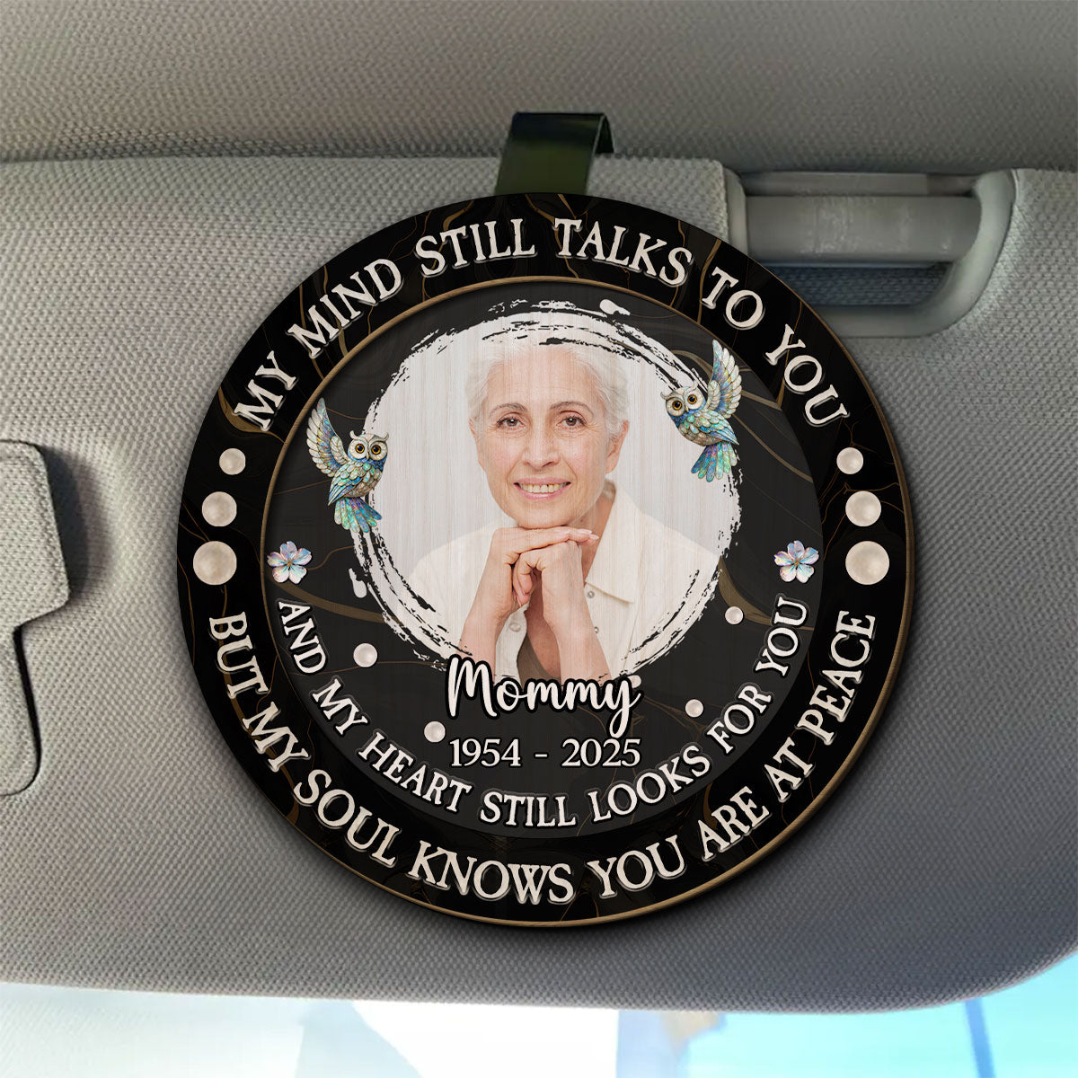 My Mind Still Talks To My Love - Personalized Car Visor Clip