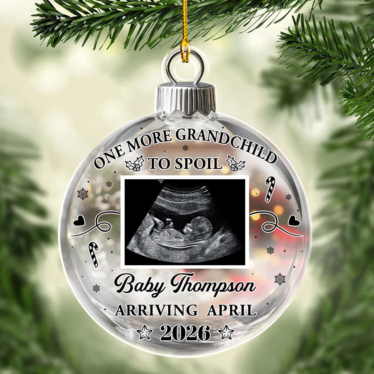 Custom Photo Baby First Christmas Ornament for New Parents • Grandchild To Spoil - Personalized Acrylic Ornament