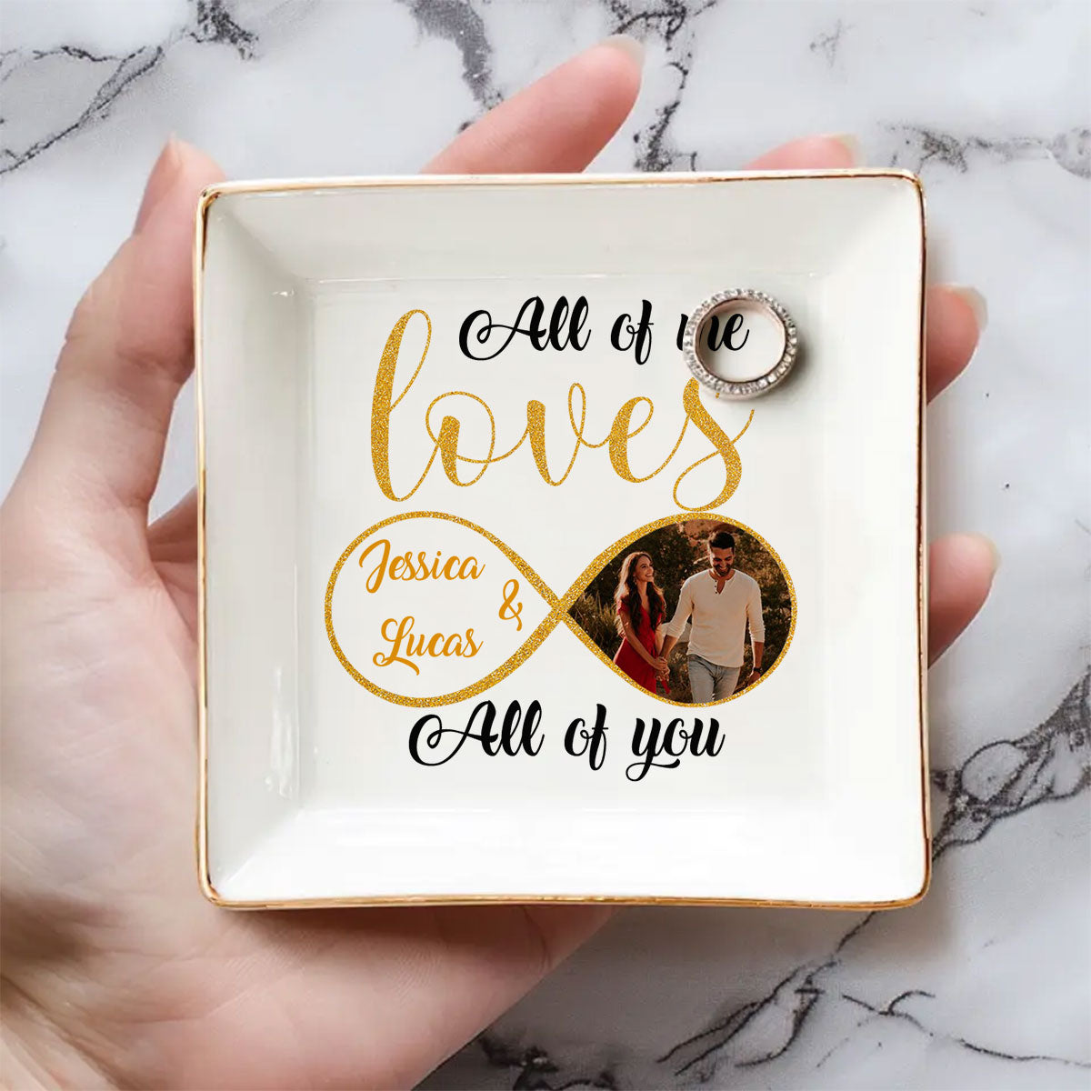 Custom Photo Wife Trinket Dish, Romantic Birthday Anniversary Gift • Love You Always - Personalized Jewelry Dish