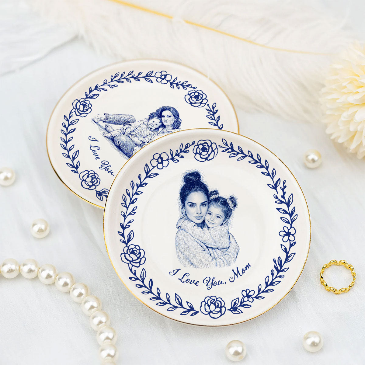 Custom Photo Bestie Trinket Dish, Birthday Christmas Gift For Best Friend • I Love You - Personalized Jewelry Dish