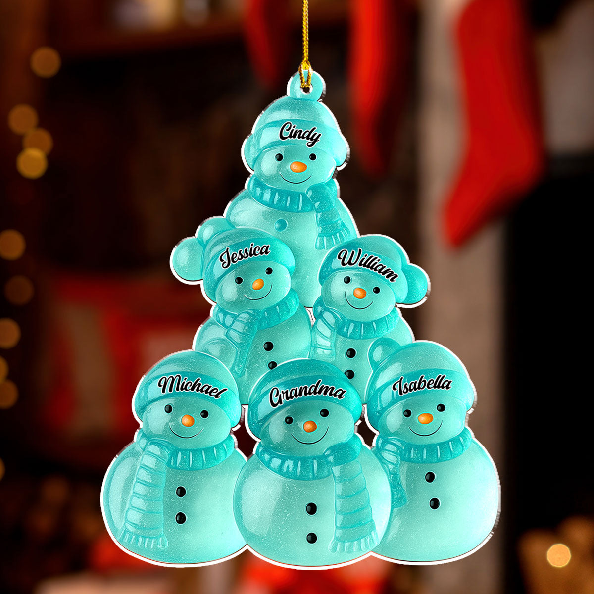 Custom Family Ornament, Christmas Gift for Family Members •  Snowman Grandma And Snowman Kids - Personalized Acrylic Ornament