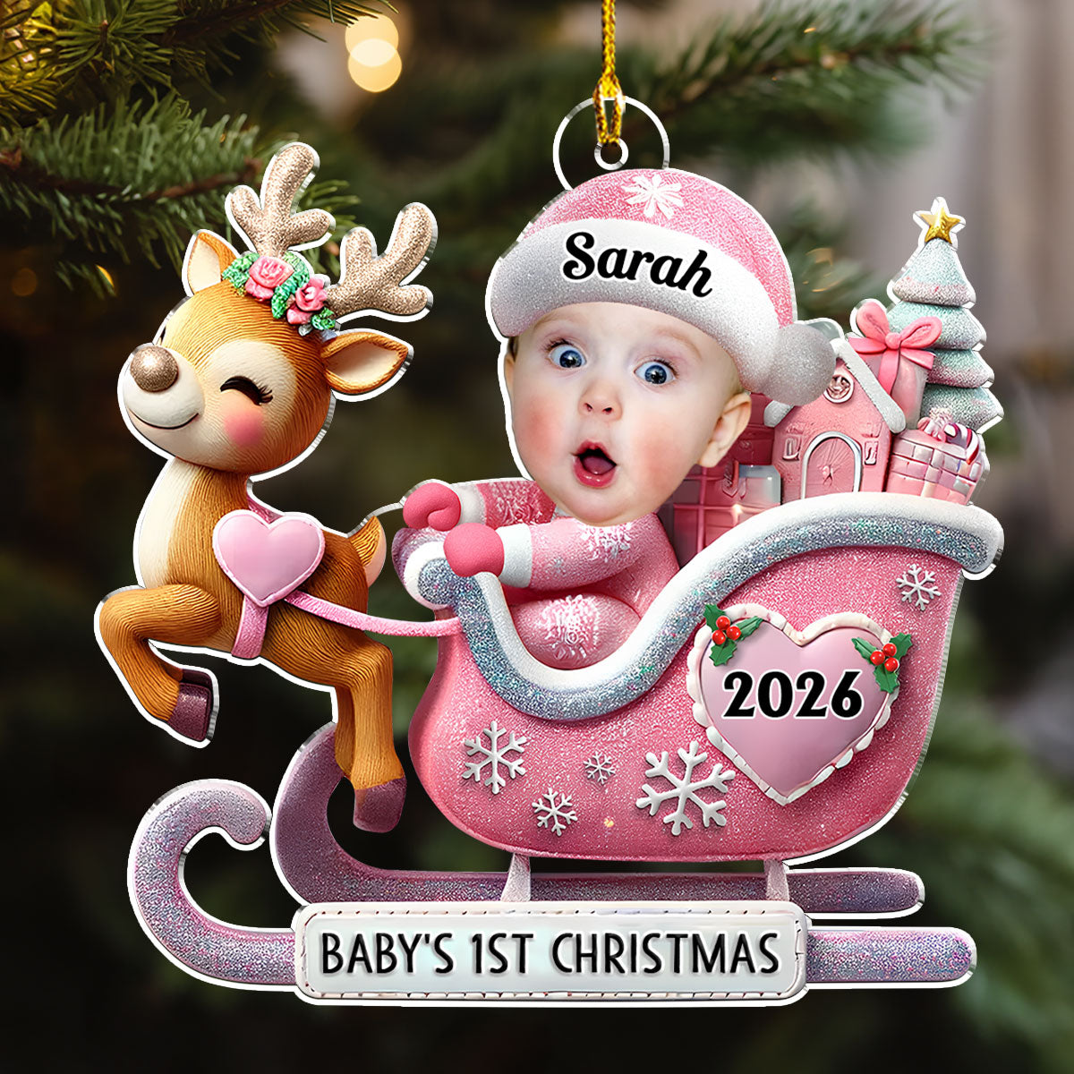 Custom Photo Family First Christmas Ornament • Magical First Christmas - Personalized Acrylic Ornament