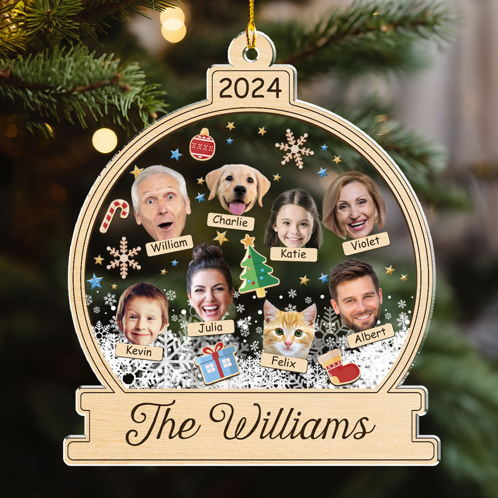 Custom Photo Family Ornament, Christmas Gift for Family Members • Heartfelt Family - Personalized Acrylic Ornament