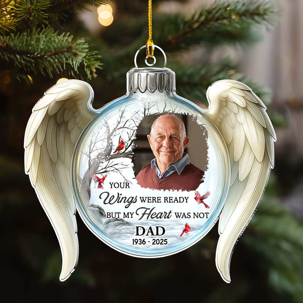 Custom Photo Memorial Christmas Ornament, Sympathy Keepsake • Your Love Still Lives Here - Personalized Acrylic Ornament