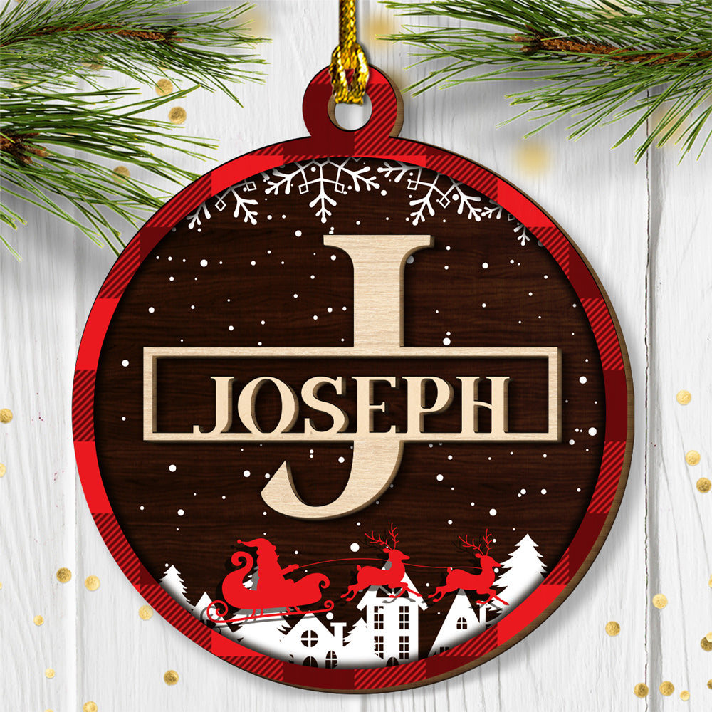 Custom Family Ornament, Christmas Gift for Family Members •  Name Merry Christmas - Personalized 2-layered Wood Ornament