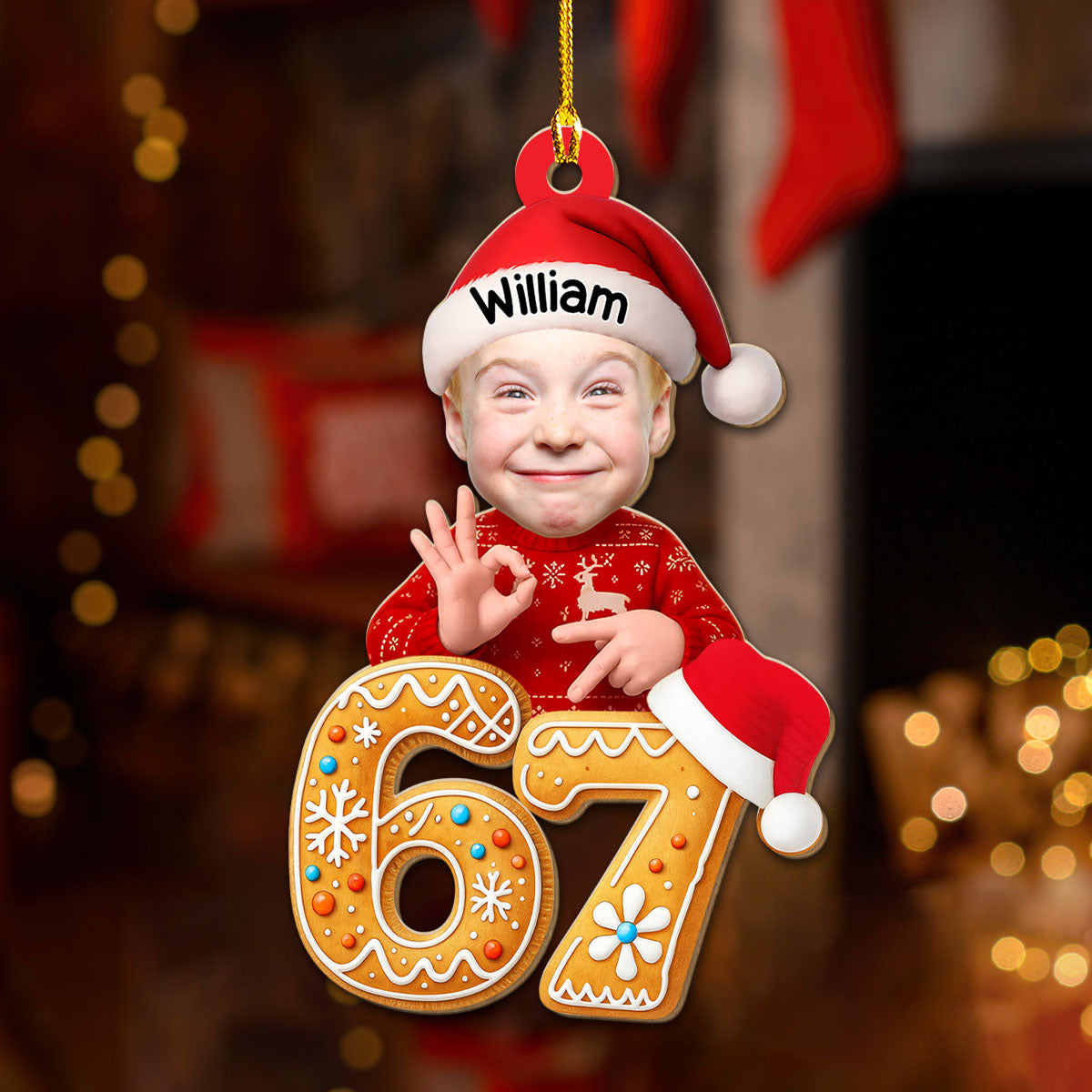 Custom Photo Baby Christmas Ornament for New Parents • Sixty Seven Is That It - Personalized 3D Effect Wood Ornament