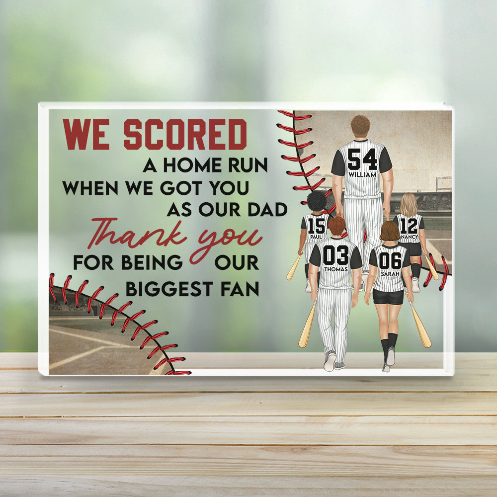 Custom Father's Day Decor, Gift for Dad & Grandpa • I Scored A Home Run - Personalized Acrylic Plaque