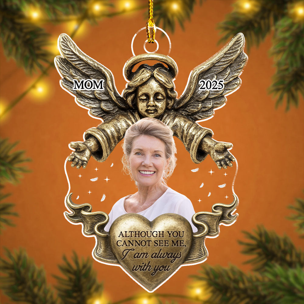 Custom Photo Memorial Christmas Ornament, Sympathy Keepsake • Forever With You - Personalized Acrylic Ornament