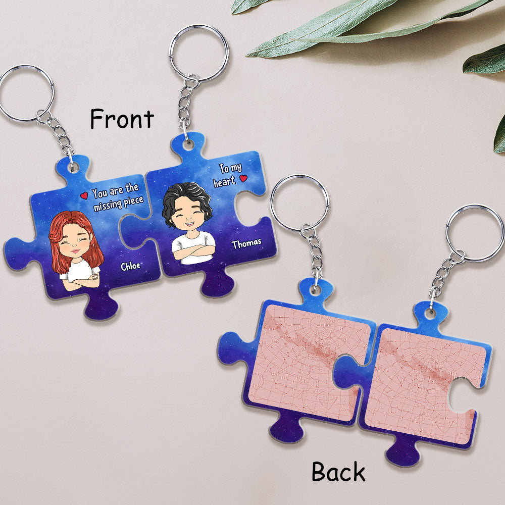 Star Map The Missing Piece - Personalized Couple Acrylic Keychain