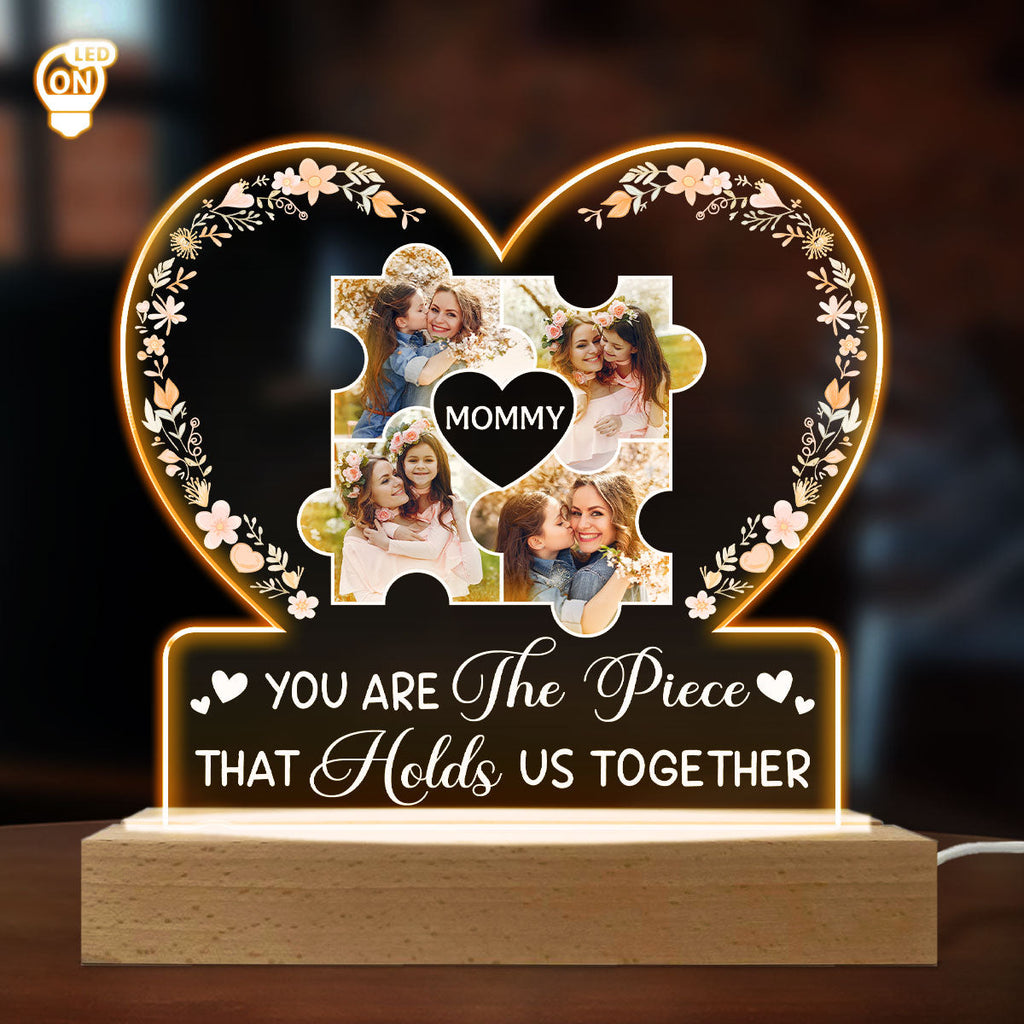 Custom Photo Mother's Day Gift for Mom Grandma • Hold Us Together - Personalized LED Light