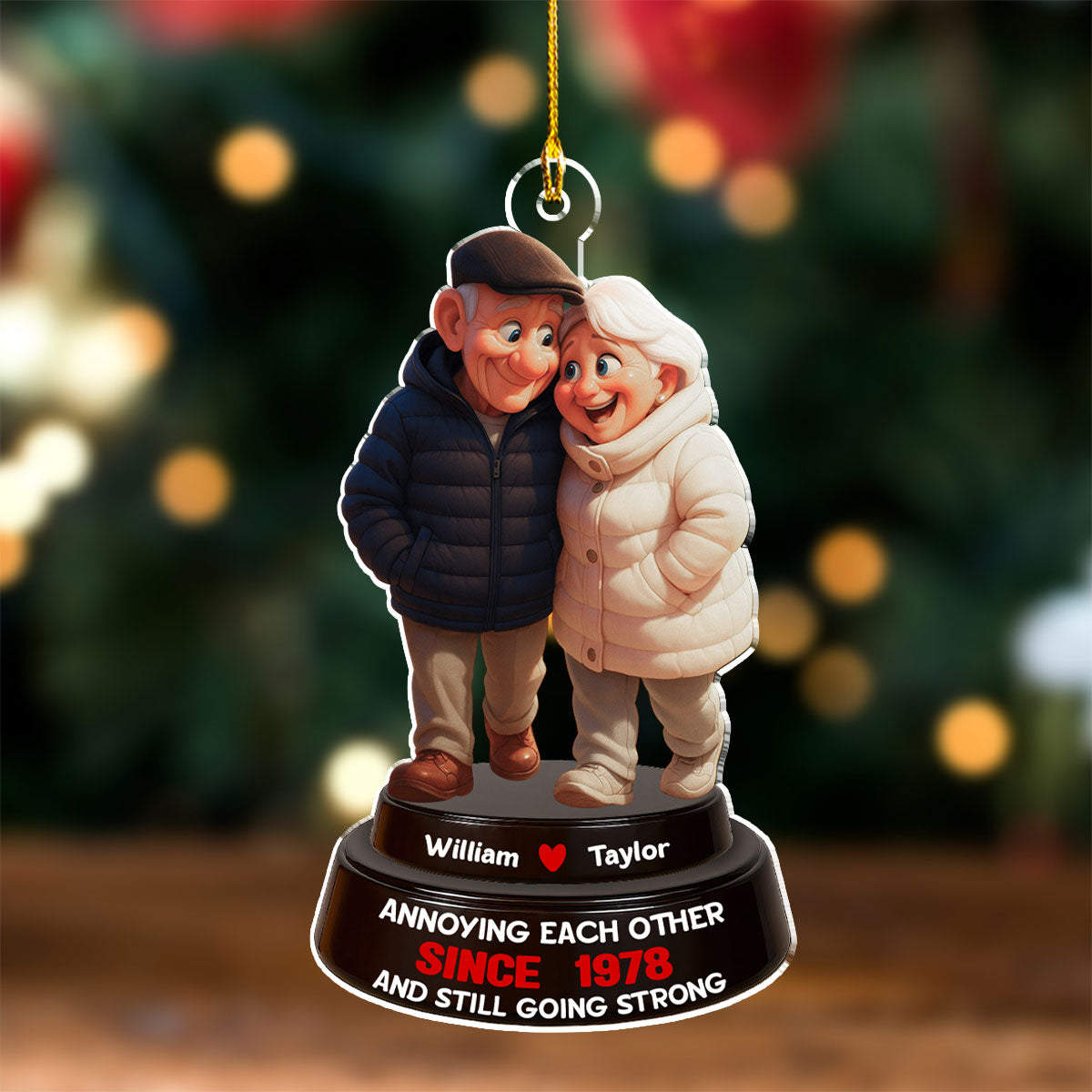 Custom Photo Couple Christmas Ornament, Anniversary Gift • Forever Us - Personalized Acrylic Ornament