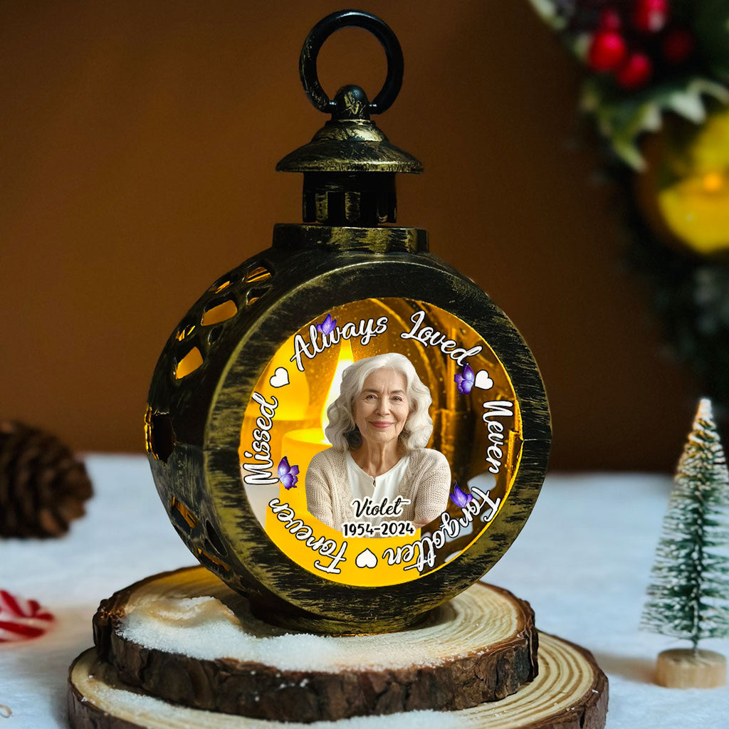 Custom Photo Memorial Christmas Night Light, Remembrance Gifts • Forever Missed - Personalized Christmas Lantern