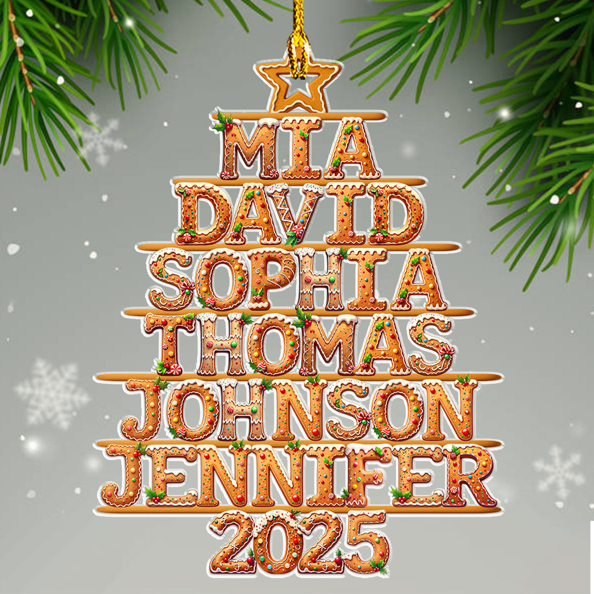 Custom Cookie Letter Christmas Ornament with Name • Cookie Letter Tree - Personalized Acrylic Ornament