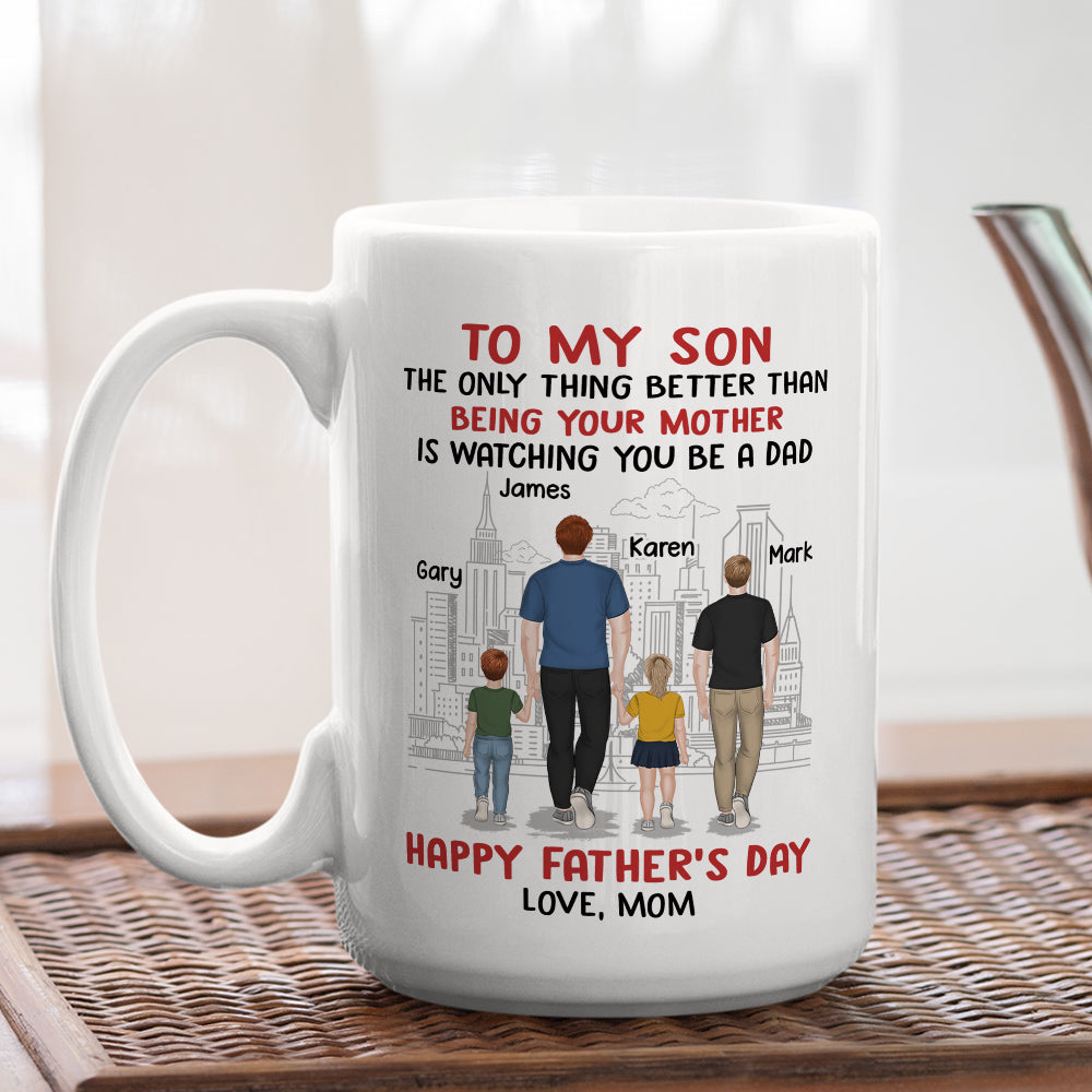Custom Christmas & Birthday Keepsake Gift • Happy Fathers Day To My Son - Personalized Coffee Mug