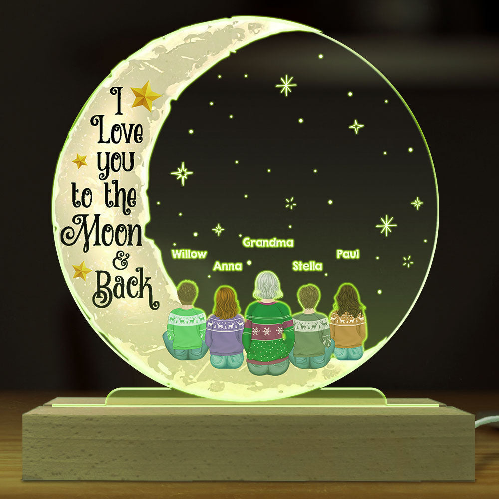 Custom Gifts for Grandma Mom Wife, Mother's Day Birthday • To The Moon And Back - Personalized Acrylic Night Light