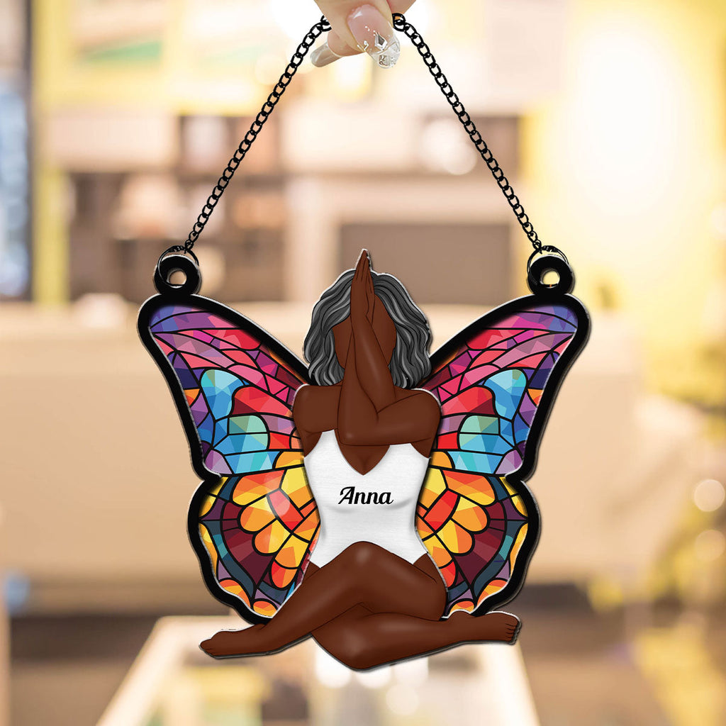 Custom Hanging Decor, Birthday Housewarming Gift • Girl Butterfly - Personalized Suncatcher