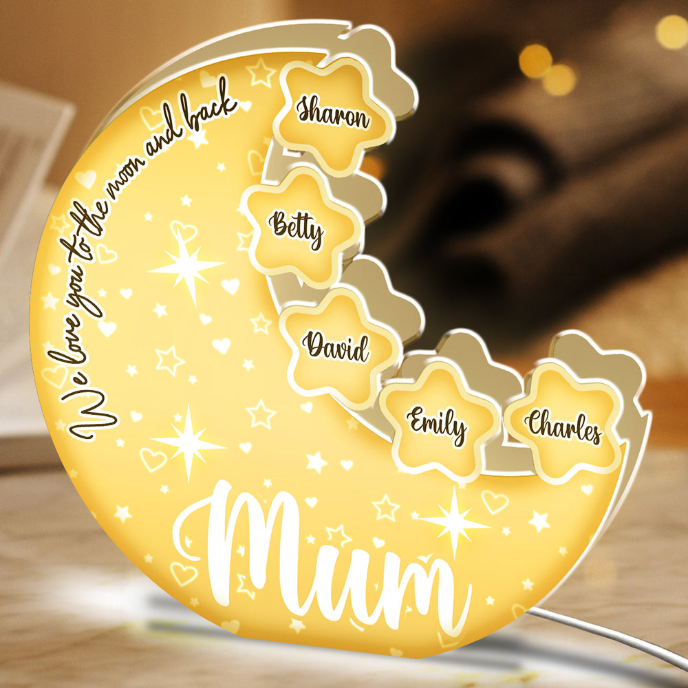 Mom, We Love You To The Moon And Back - Personalized Light Box