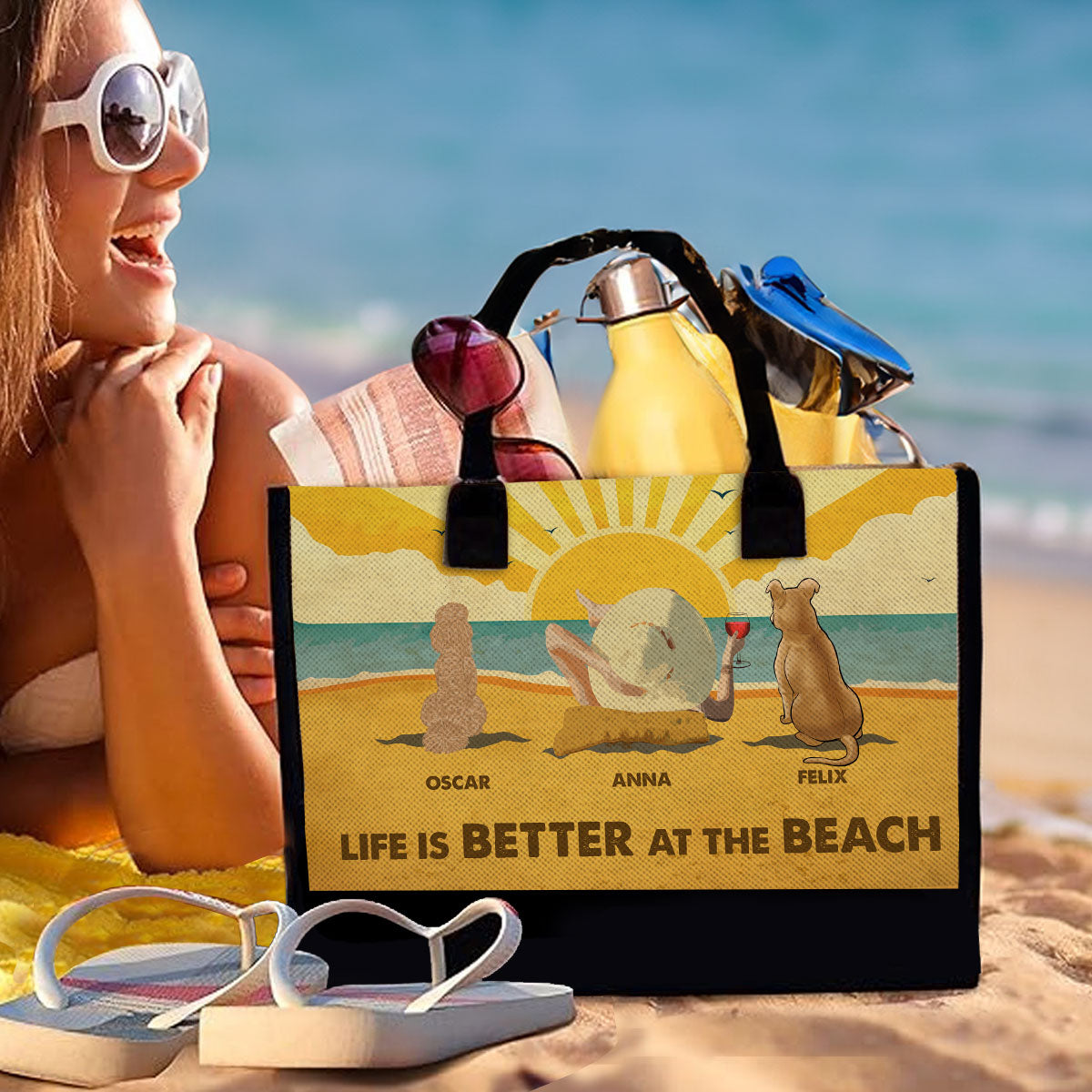 And She Lived Happily Ever After - Personalized Canvas Tote Bag