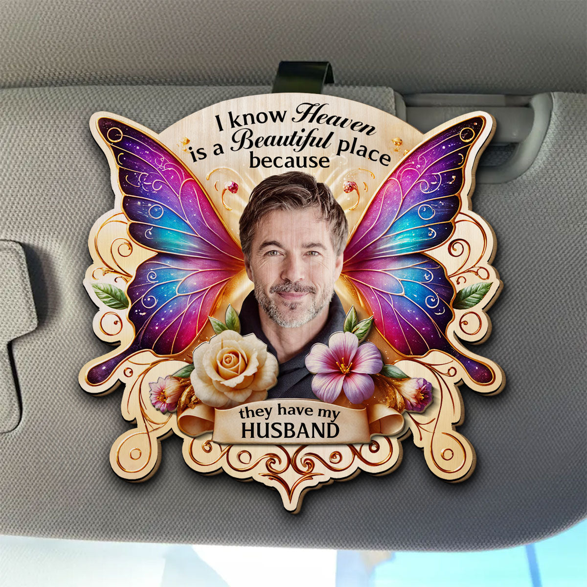 I Know Heaven Is A Beautiful - Personalized Car Visor Clip
