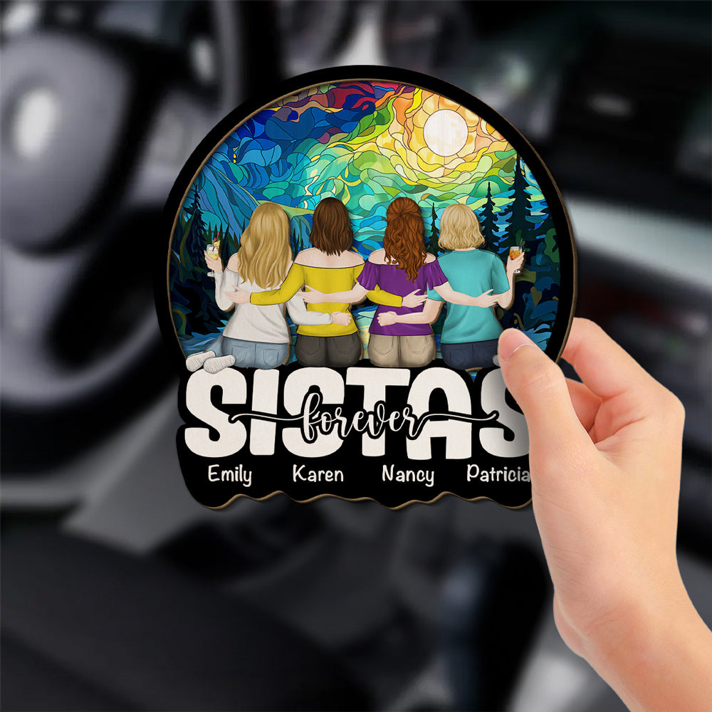 Besties Sitting Together - Personalized Car Visor Clip