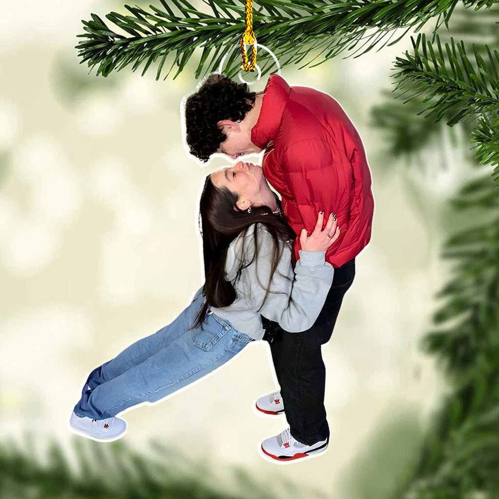 Custom Photo Couple Christmas Ornament, Anniversary Gift • Funny Couple Moment - Personalized Acrylic Ornament