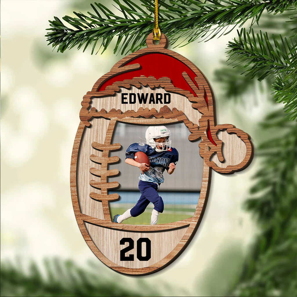 Custom Photo Keepsake Christmas Ornament • Football Lover Photo - Personalized 2-layered Wood Ornament