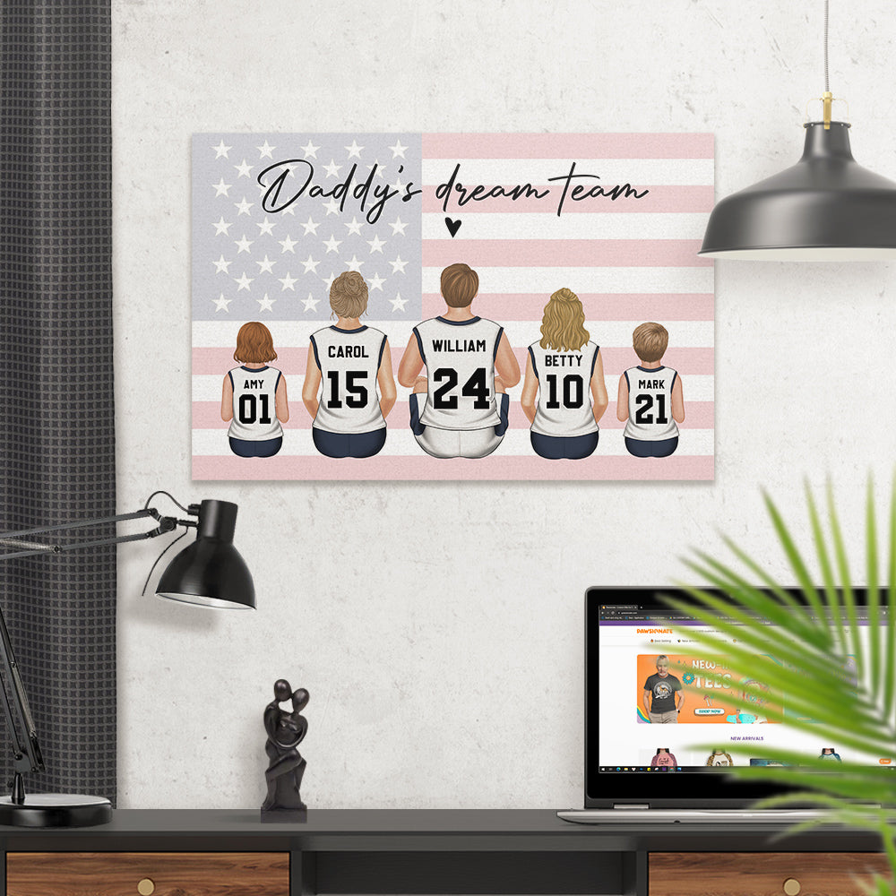 Daddys Team Basketball Family Sitting - Personalized Poster