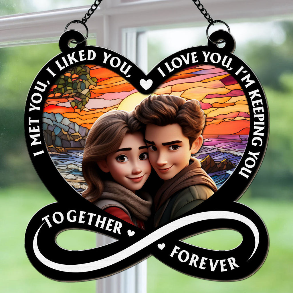 Custom Photo Couple Hanging Decor, Anniversary Valentine's Day Gifts • I Am Keeping You - Personalized Suncatcher