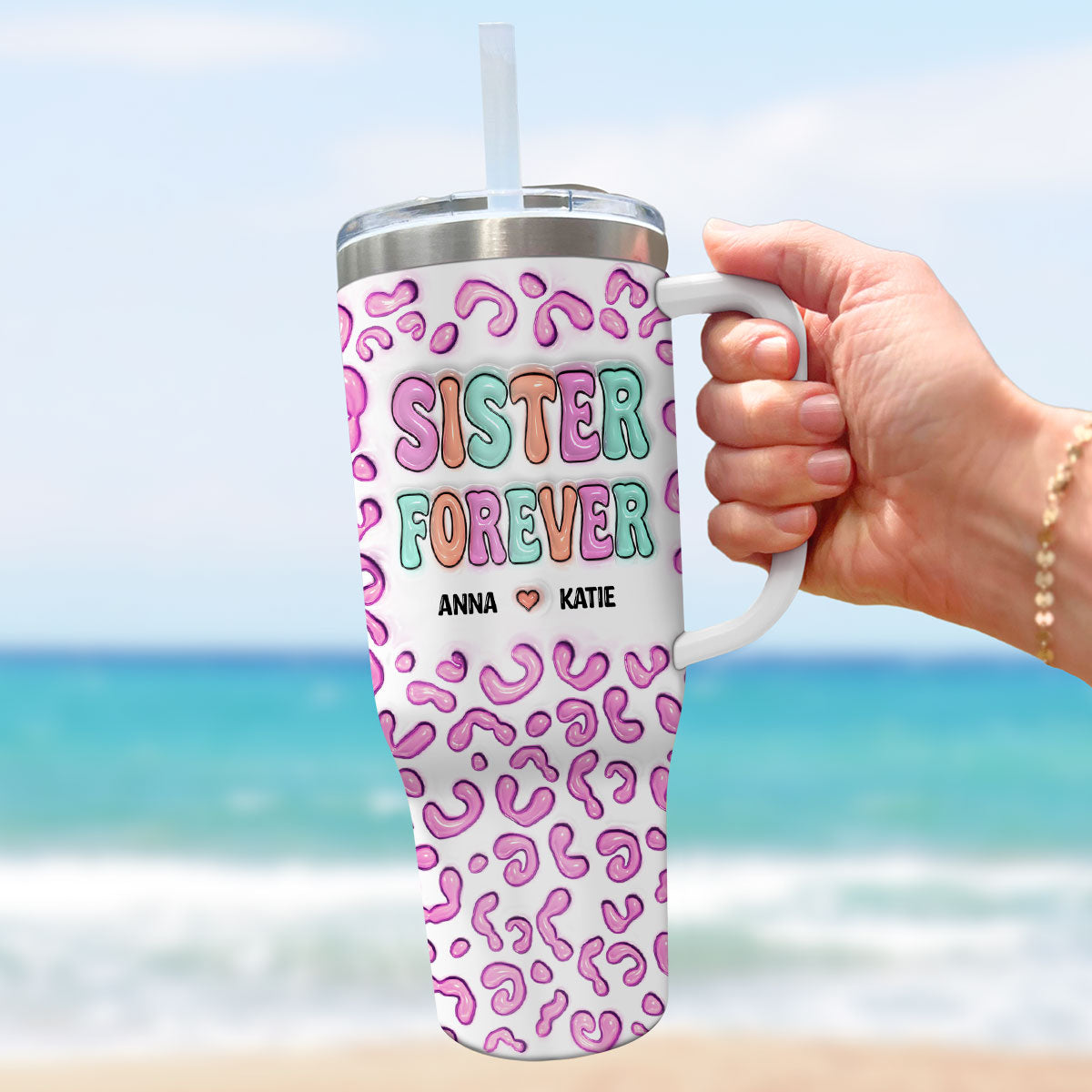 Besties For The Resties - Personalized 3D Inflated Effect Printed 40 Oz Tumbler