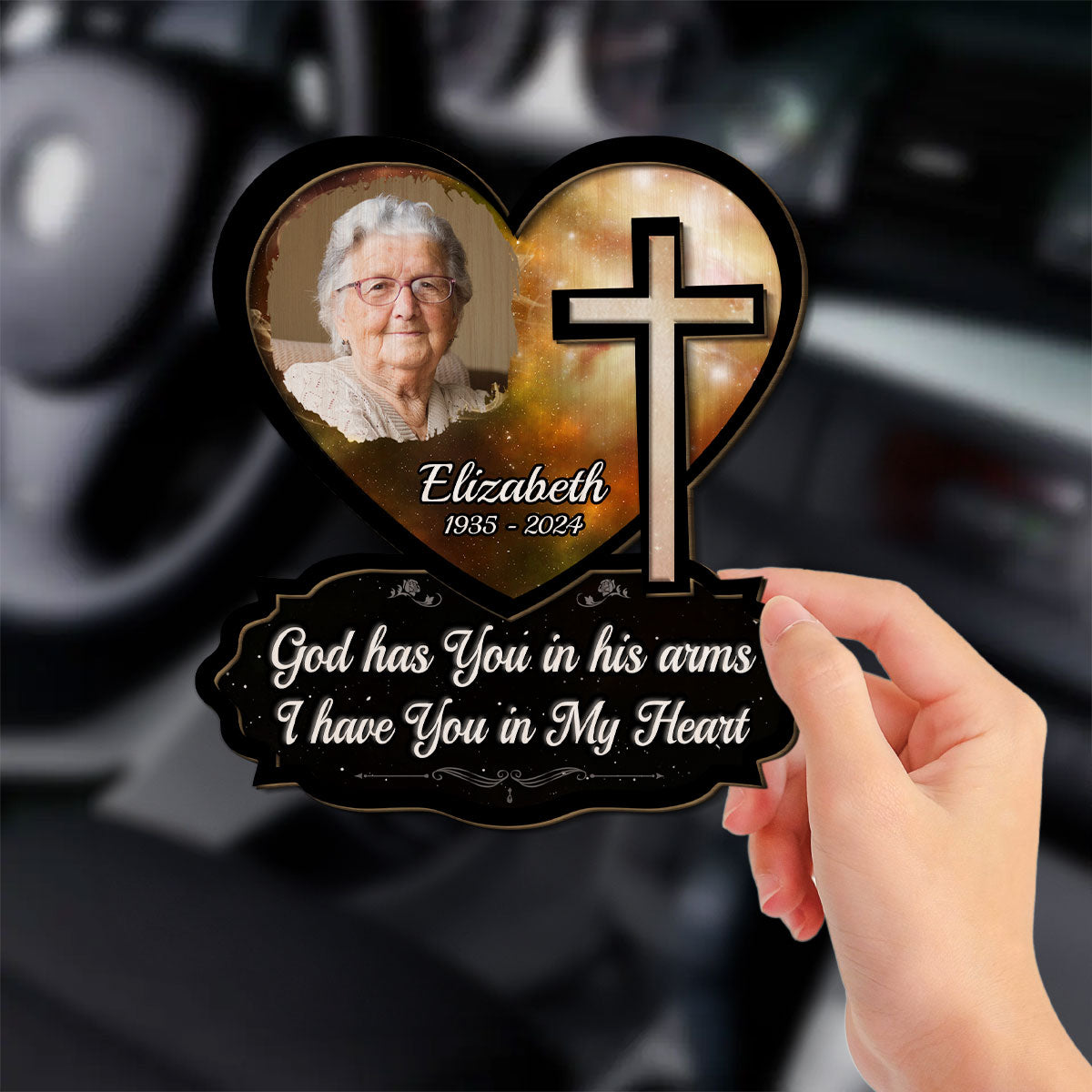In Our Hearts - Personalized Car Visor Clip