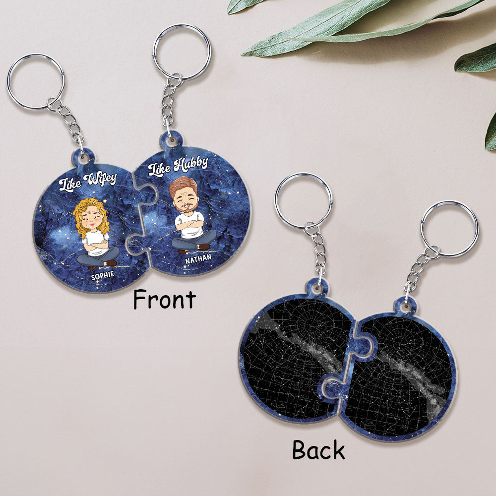 Star Map Like Wifey Like Hubby - Personalized Couple Acrylic Keychain