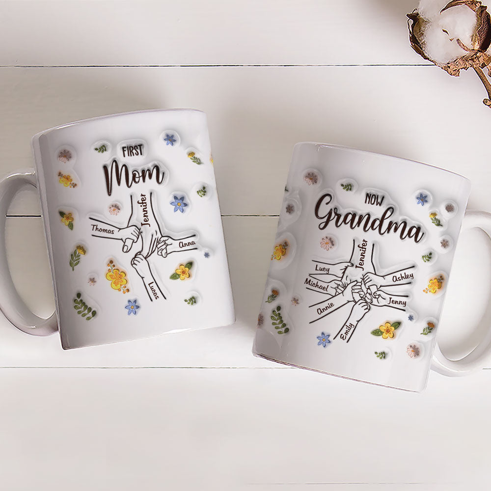 Custom Christmas & Birthday Gift for Mom • First Mom Now Grandma - Personalized 3D Inflated Effect Mug