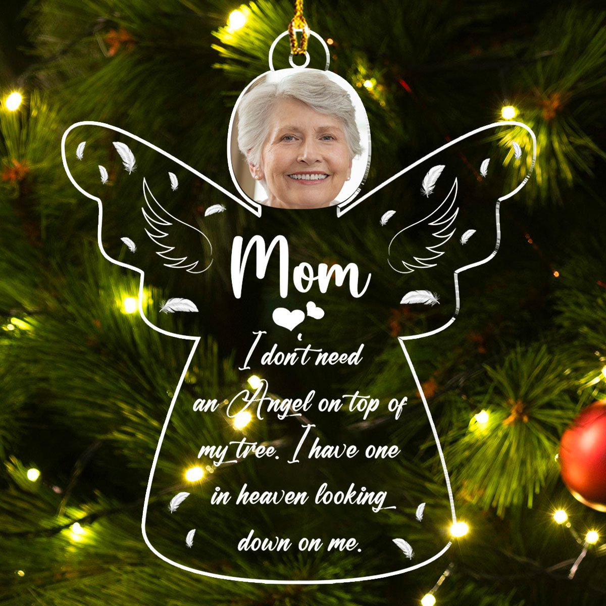 Custom Photo Memorial Christmas Ornament, Sympathy Keepsake • Someone In Heaven Looking Down On Me - Personalized Acrylic Ornament