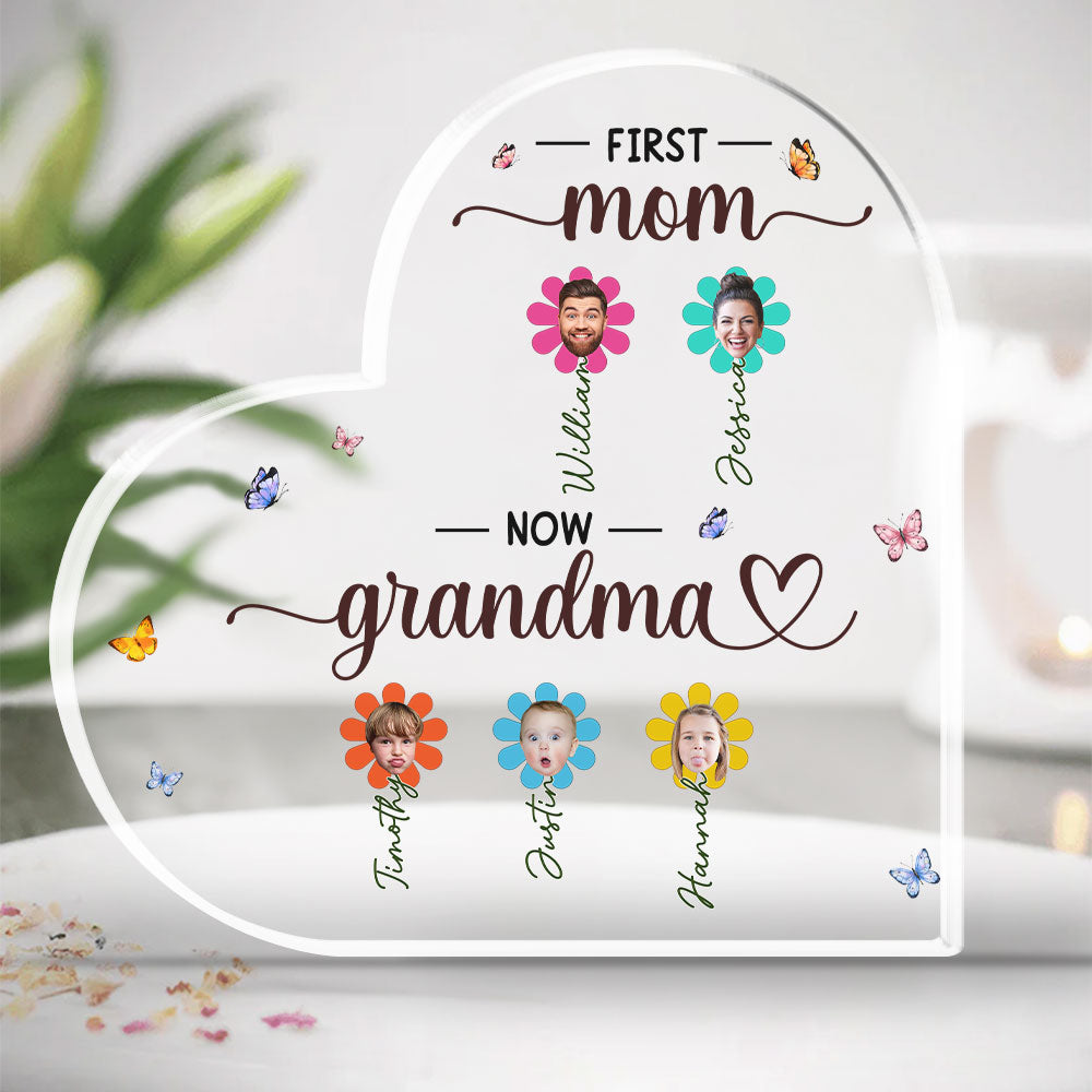 Custom Mother's Day Decor, Gift for Mom & Grandma • First Mom Now Grammy - Personalized Acrylic Plaque