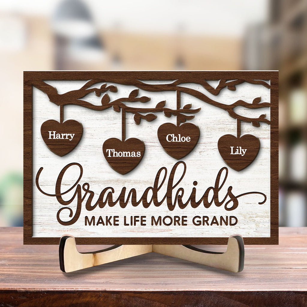 Custom Family Decor, Christmas Birthday Family Keepsake • I Love My Grandkids - Personalized Wooden Plaque