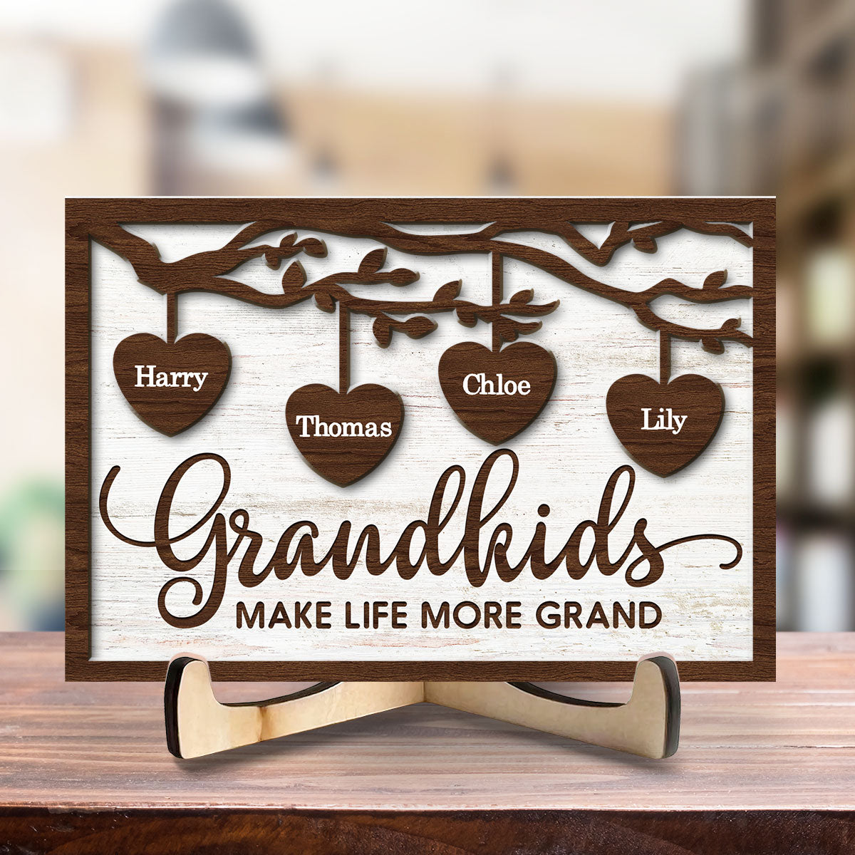 Custom Family Decor, Christmas Birthday Family Keepsake • I Love My Grandkids - Personalized Wooden Plaque