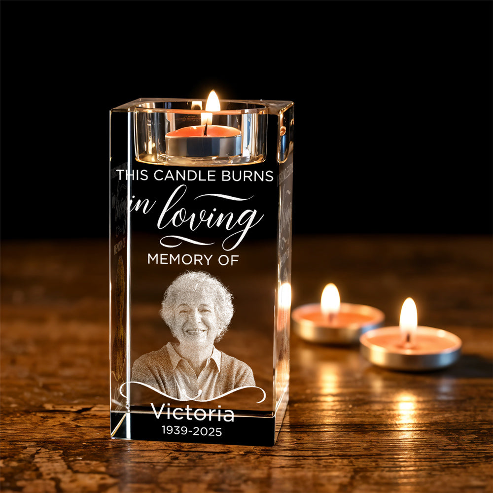 In Loving Memory - Personalized Engraved Crystal Candle Holder