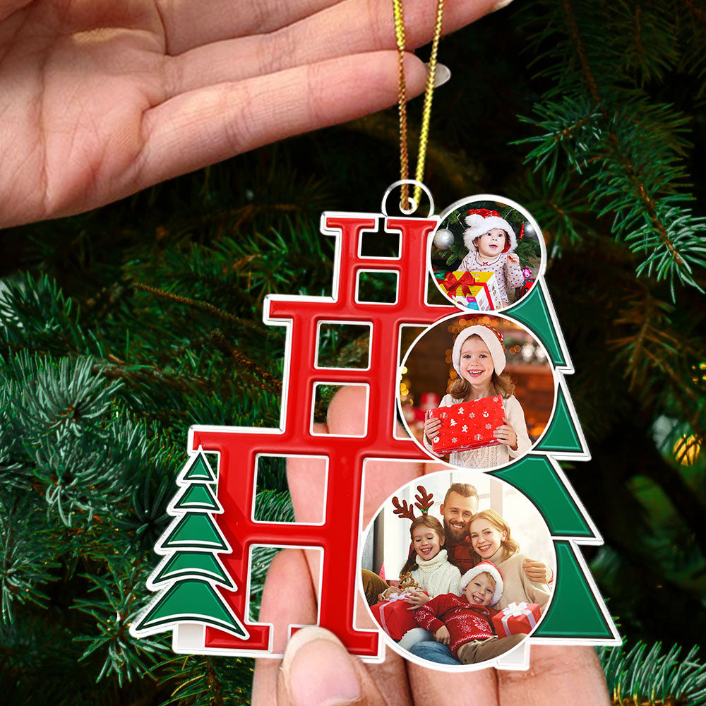 Custom Photo Family Ornament, Christmas Gift for Family Members • Family Joy - Personalized Acrylic Ornament