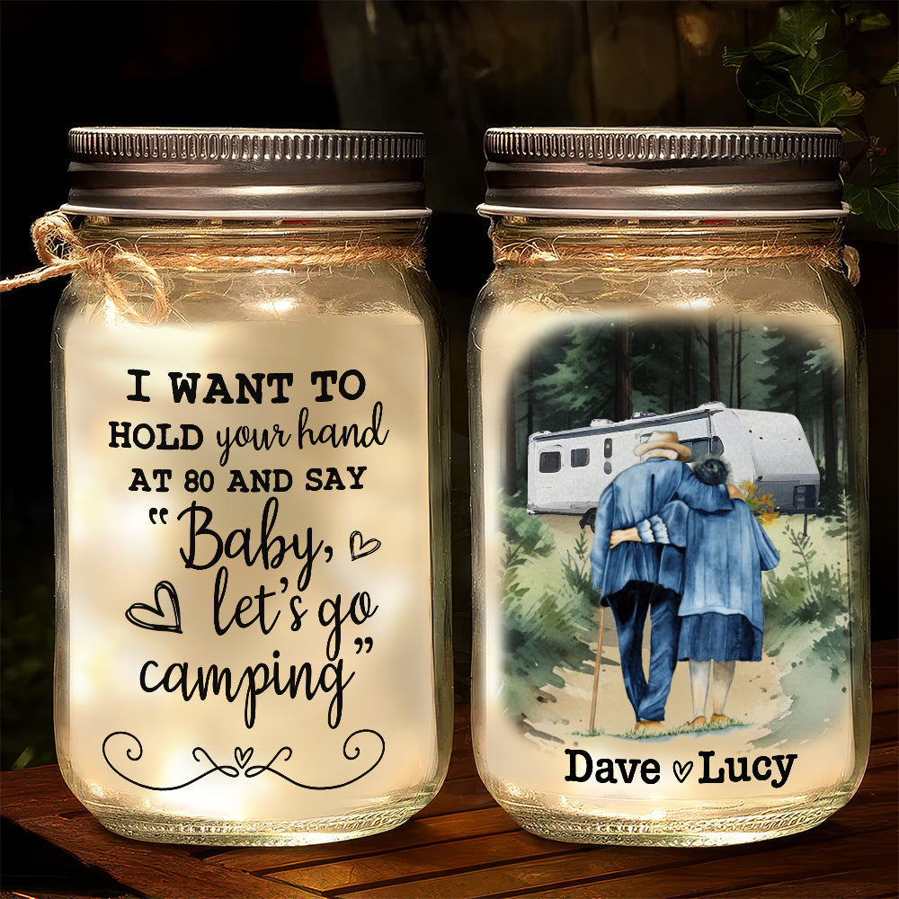 Baby Lets Go Camping - Personalized Mason Jar Light