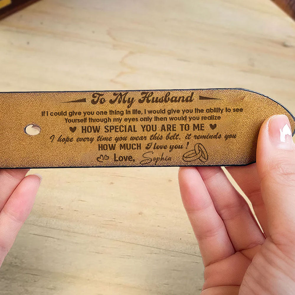 How Much I Love You - Personalized Engraved Leather Belt