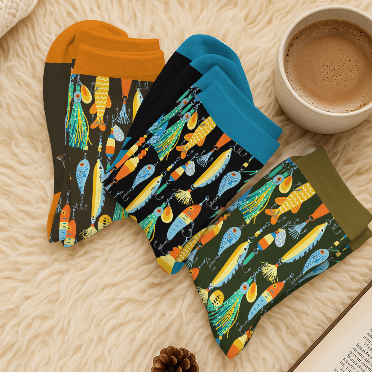 Custom Photo Fishing Lover Gift, Outdoor Footwear For Fishermen • Chasing Tail - Personalized Crew Socks