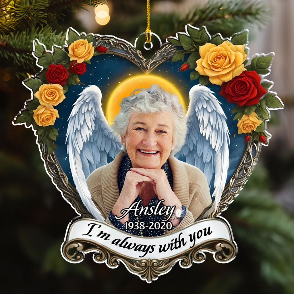 Custom Photo Memorial Christmas Ornament, Sympathy Keepsake • Forever Beside You - Personalized Acrylic Ornament