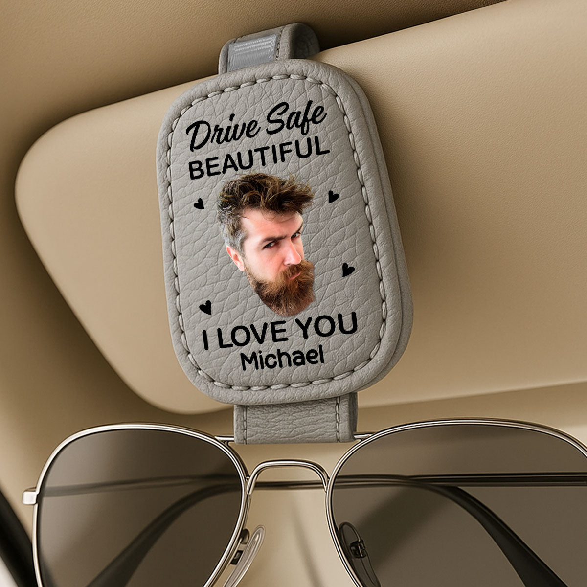 I Love You Beautiful - Personalized Sunglasses Holder For Car Visor