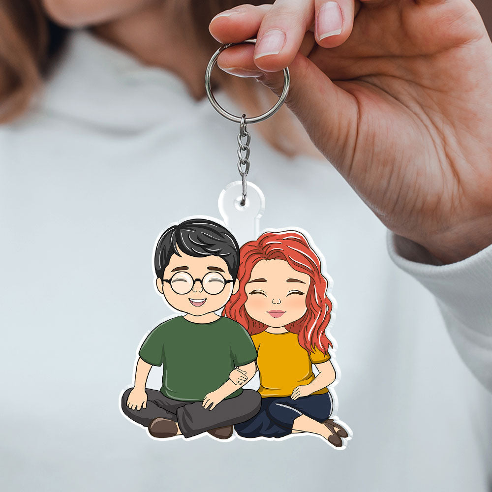 Cartoon Couple - Personalized Acrylic Keychain