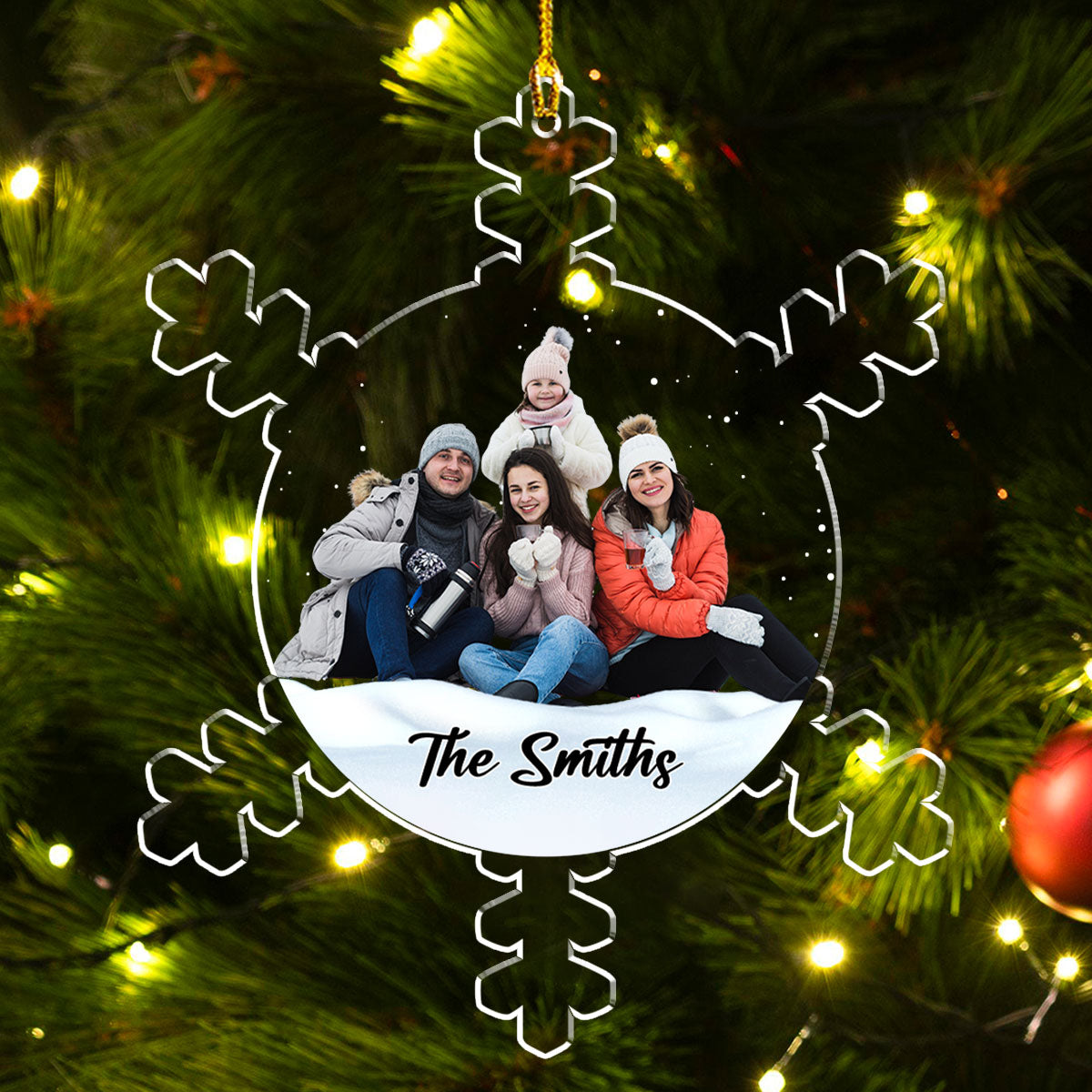 Custom Photo Family Ornament, Christmas Gift for Family Members • Our Family Version 2 - Personalized Acrylic Ornament